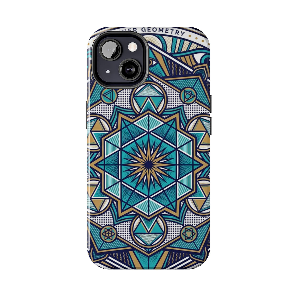 Tough Phone Case — Blue Geometric Mandala Protective Phone Cover