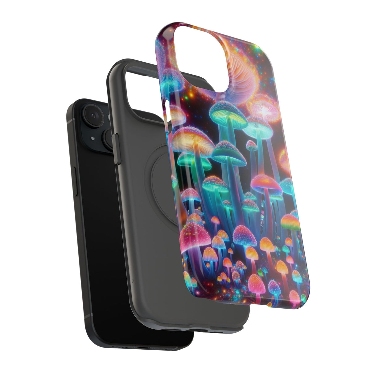 Psychedelic Neon Mushroom Phone Case — Protective Cosmic Art iPhone Cover