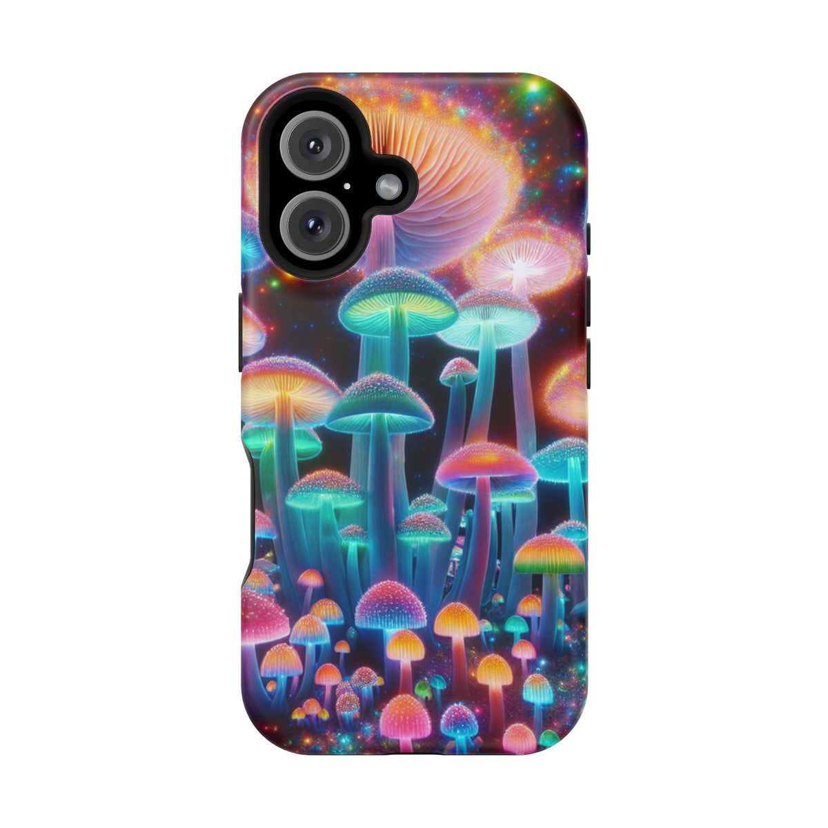 Psychedelic Neon Mushroom Phone Case — Protective Cosmic Art iPhone Cover