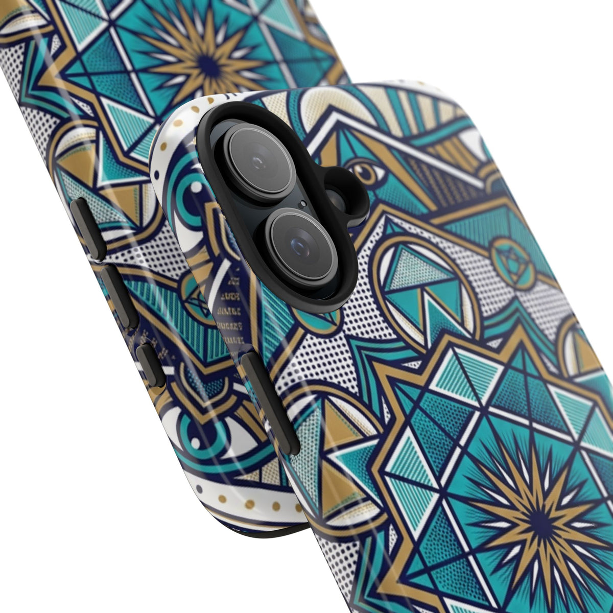 Tough Phone Case — Blue Geometric Mandala Protective Phone Cover