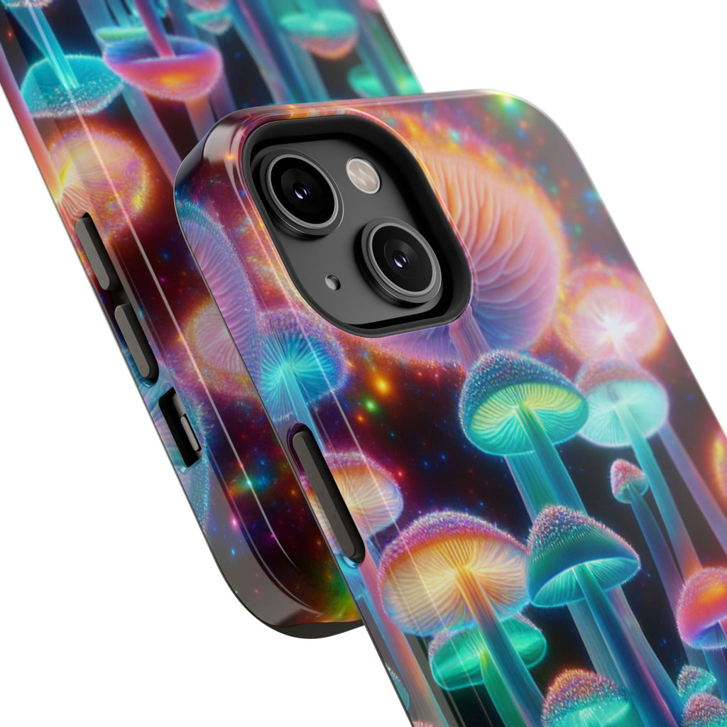Psychedelic Neon Mushroom Phone Case — Protective Cosmic Art iPhone Cover