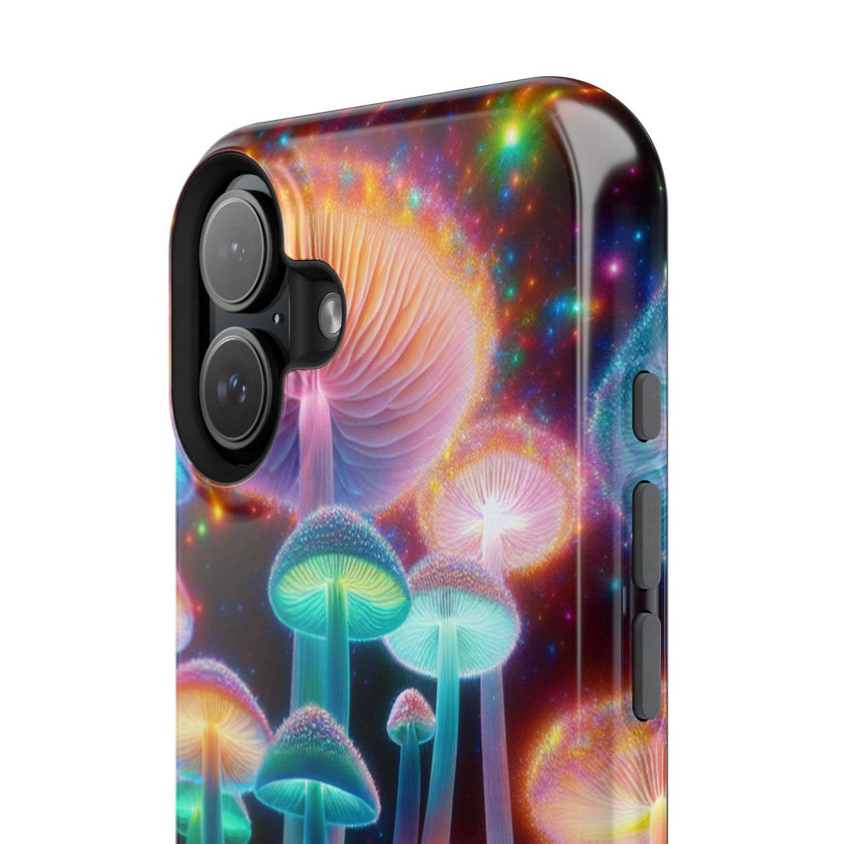 Psychedelic Neon Mushroom Phone Case — Protective Cosmic Art iPhone Cover