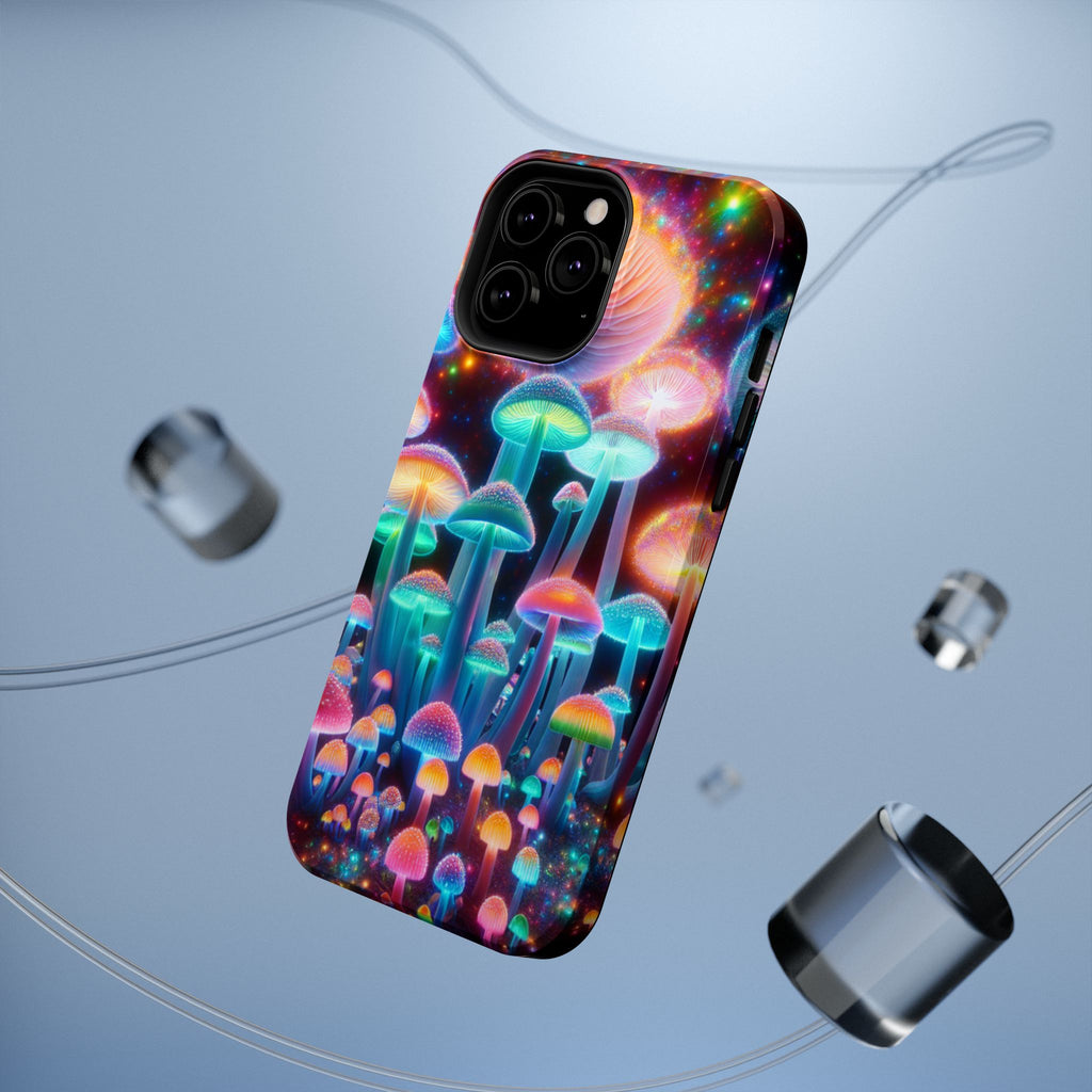 Psychedelic Neon Mushroom Phone Case — Protective Cosmic Art iPhone Cover