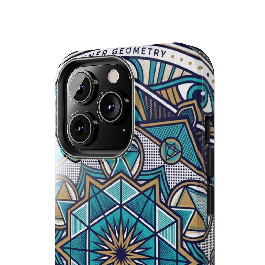 Tough Phone Case — Blue Geometric Mandala Protective Phone Cover