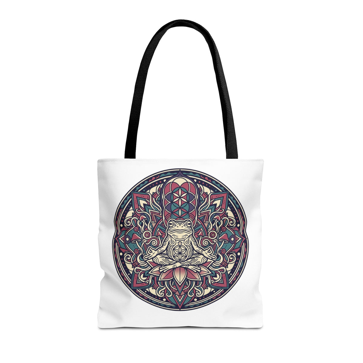 Meditating Cat Mandala Tote Bag — Boho Yoga, Spiritual Gift
