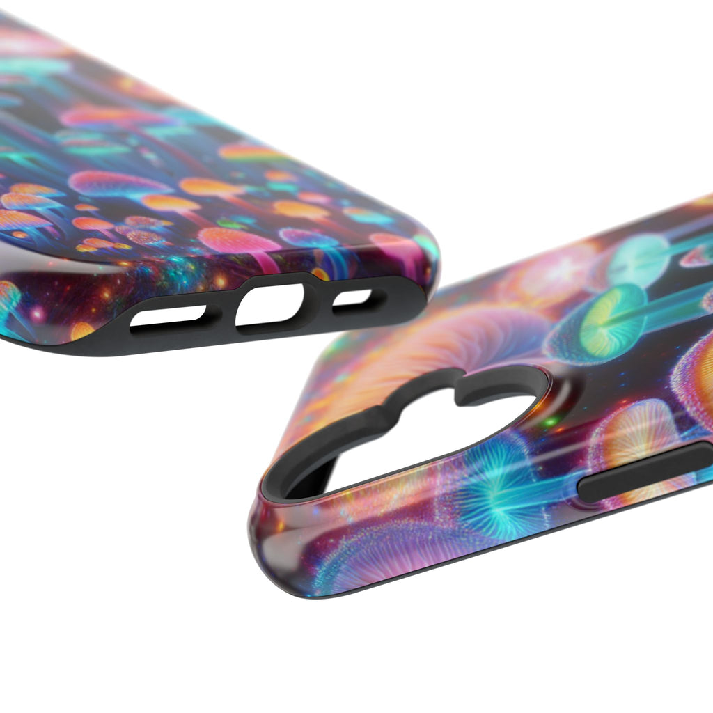Psychedelic Neon Mushroom Phone Case — Protective Cosmic Art iPhone Cover