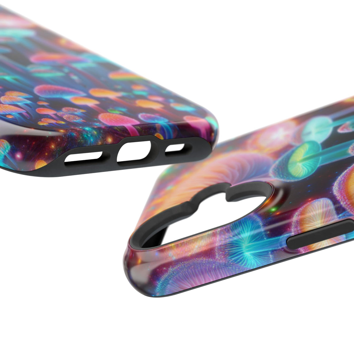 Psychedelic Neon Mushroom Phone Case — Protective Cosmic Art iPhone Cover