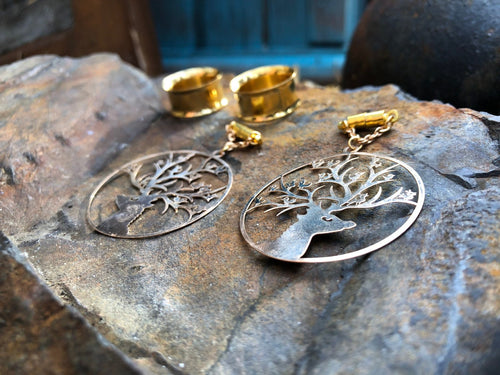 Brass Elk Magnetic Clasp Gauged Earrings