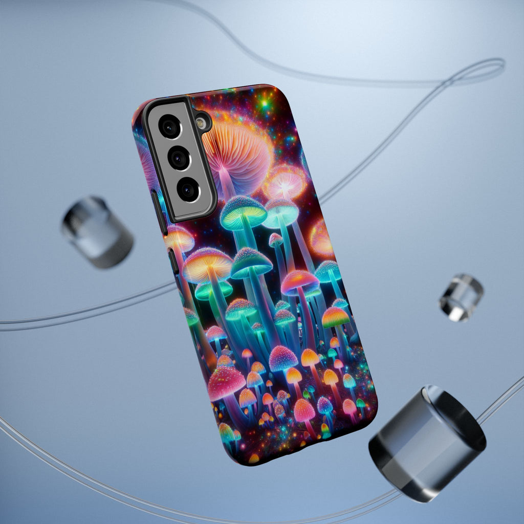 Psychedelic Neon Mushroom Phone Case — Protective Cosmic Art iPhone Cover