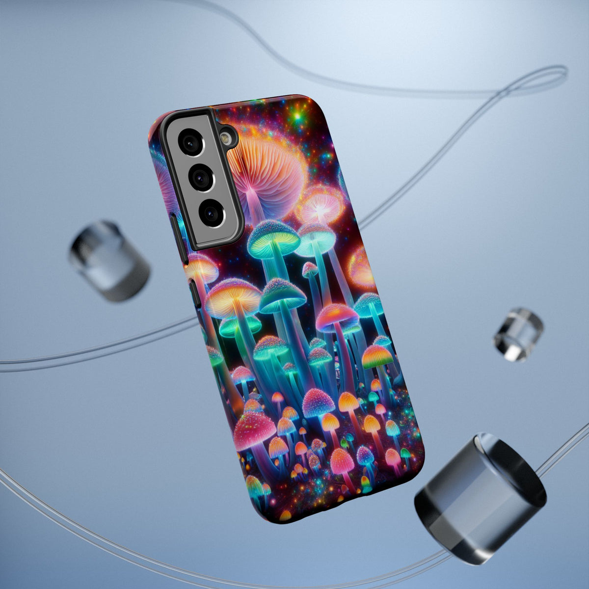 Psychedelic Neon Mushroom Phone Case — Protective Cosmic Art iPhone Cover