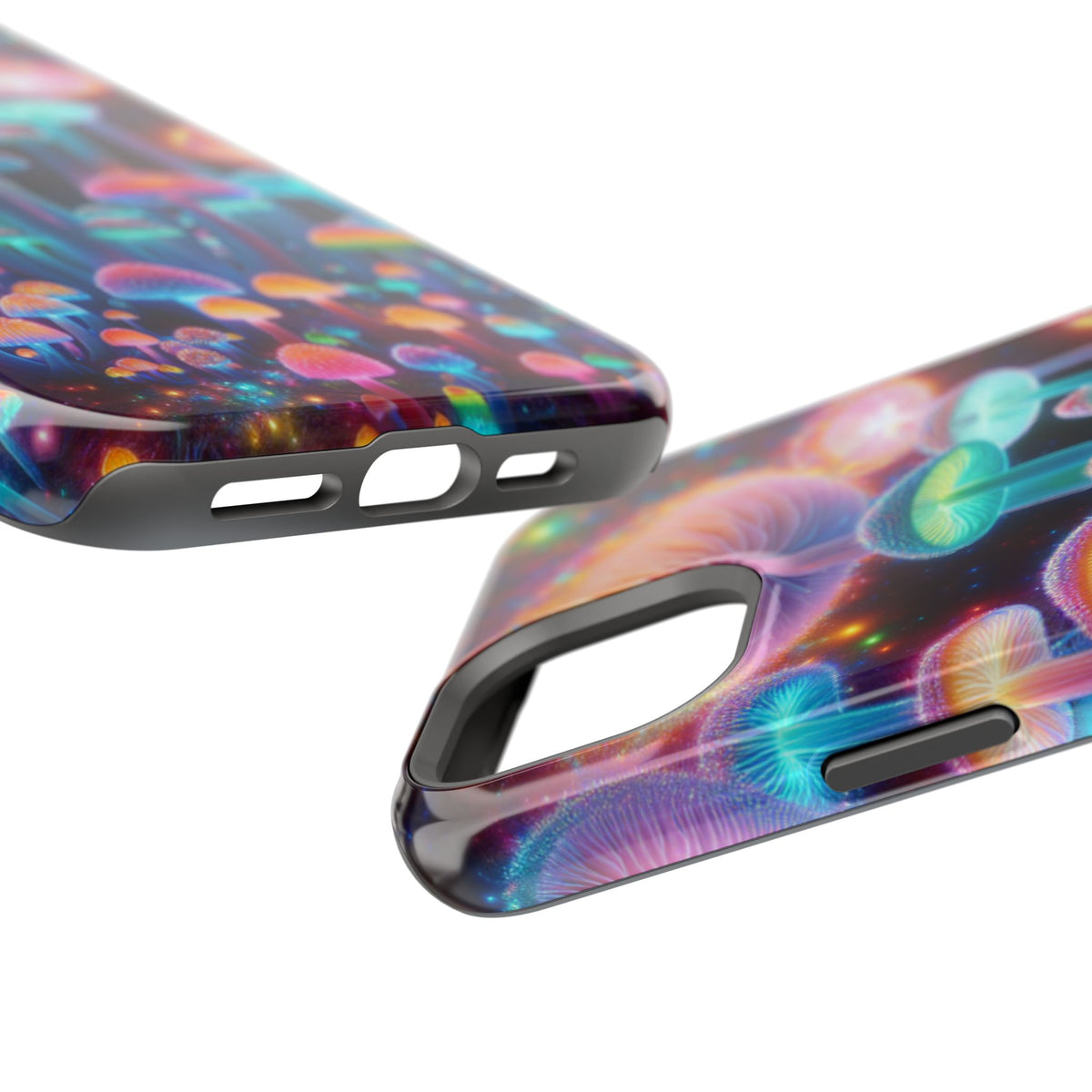 Psychedelic Neon Mushroom Phone Case — Protective Cosmic Art iPhone Cover