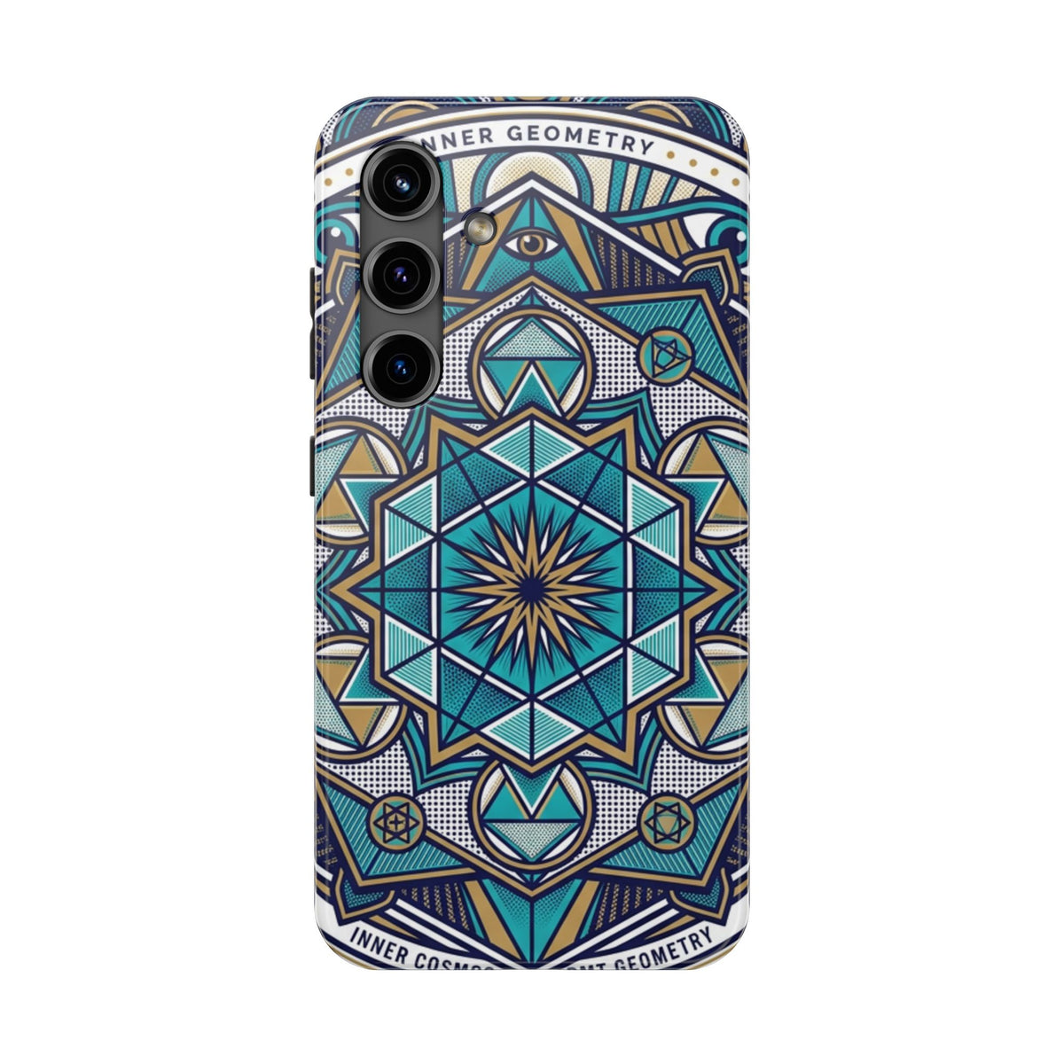 Tough Phone Case — Blue Geometric Mandala Protective Phone Cover