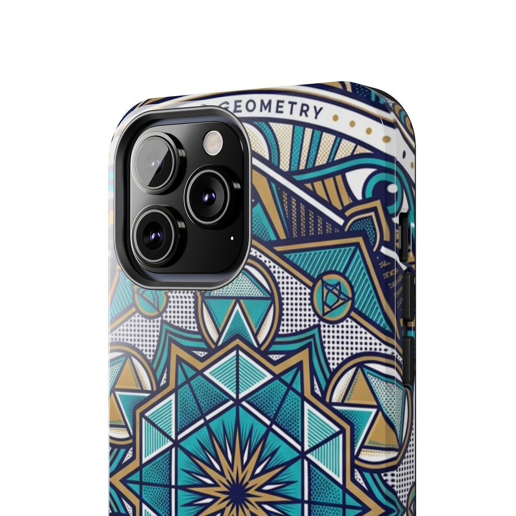Tough Phone Case — Blue Geometric Mandala Protective Phone Cover