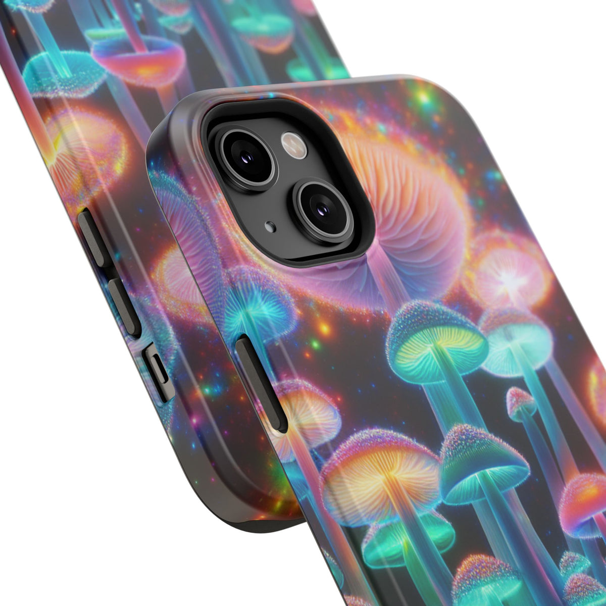Psychedelic Neon Mushroom Phone Case — Protective Cosmic Art iPhone Cover