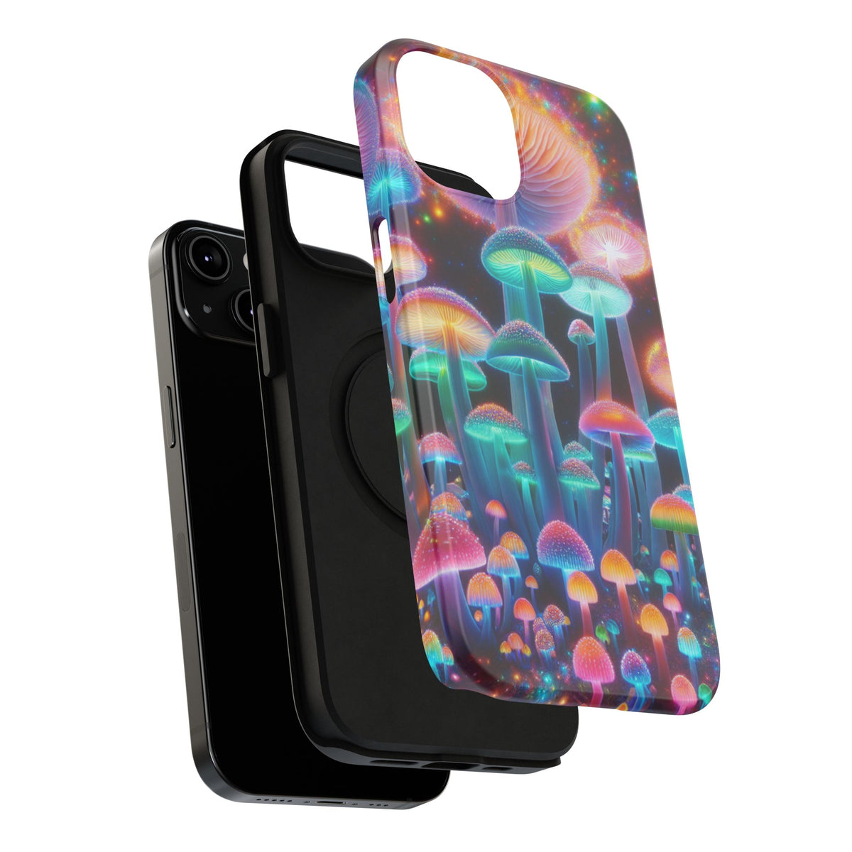 Psychedelic Neon Mushroom Phone Case — Protective Cosmic Art iPhone Cover
