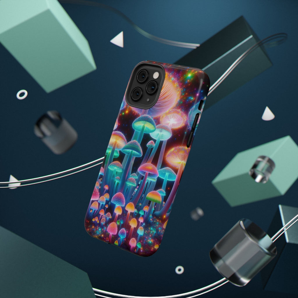 Psychedelic Neon Mushroom Phone Case — Protective Cosmic Art iPhone Cover