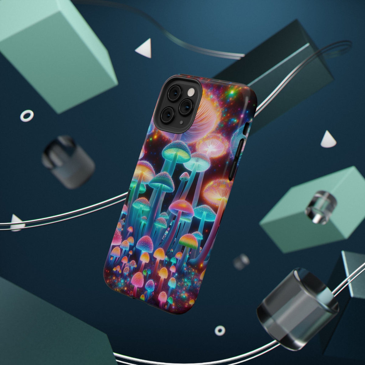 Psychedelic Neon Mushroom Phone Case — Protective Cosmic Art iPhone Cover