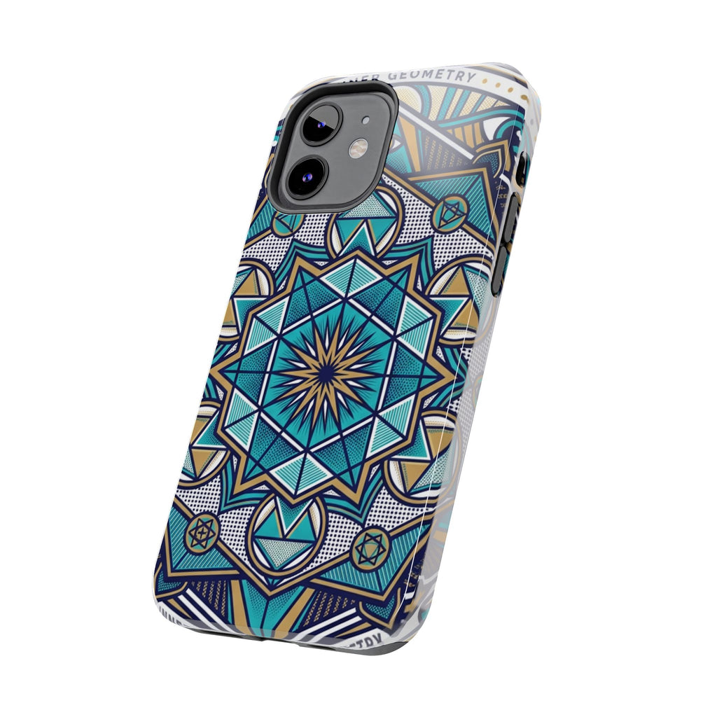 Tough Phone Case — Blue Geometric Mandala Protective Phone Cover