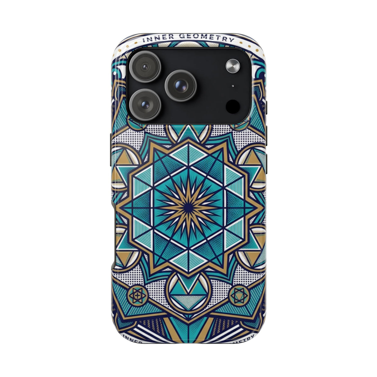 Tough Phone Case — Blue Geometric Mandala Protective Phone Cover