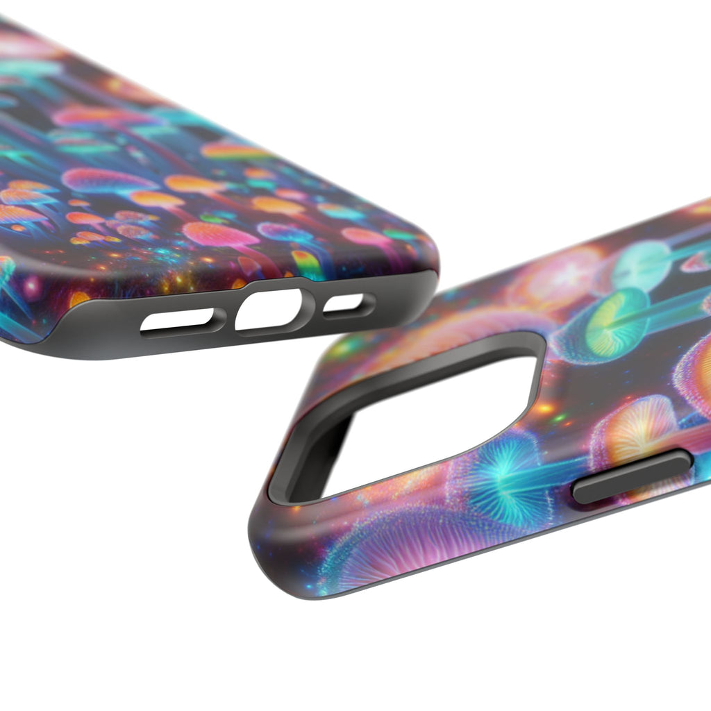 Psychedelic Neon Mushroom Phone Case — Protective Cosmic Art iPhone Cover