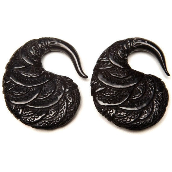 Carved Horn Paisley Flower Earrings – Gauged Hangers