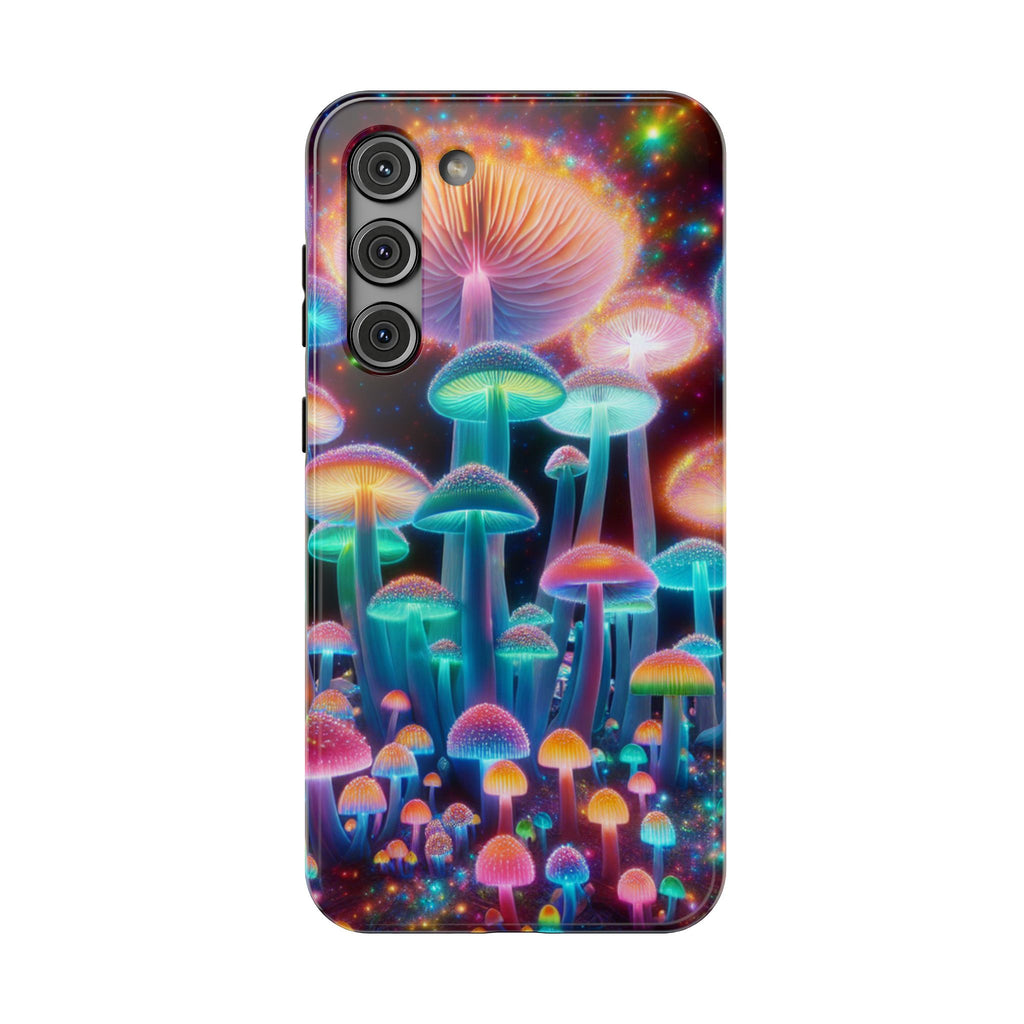 Psychedelic Neon Mushroom Phone Case — Protective Cosmic Art iPhone Cover