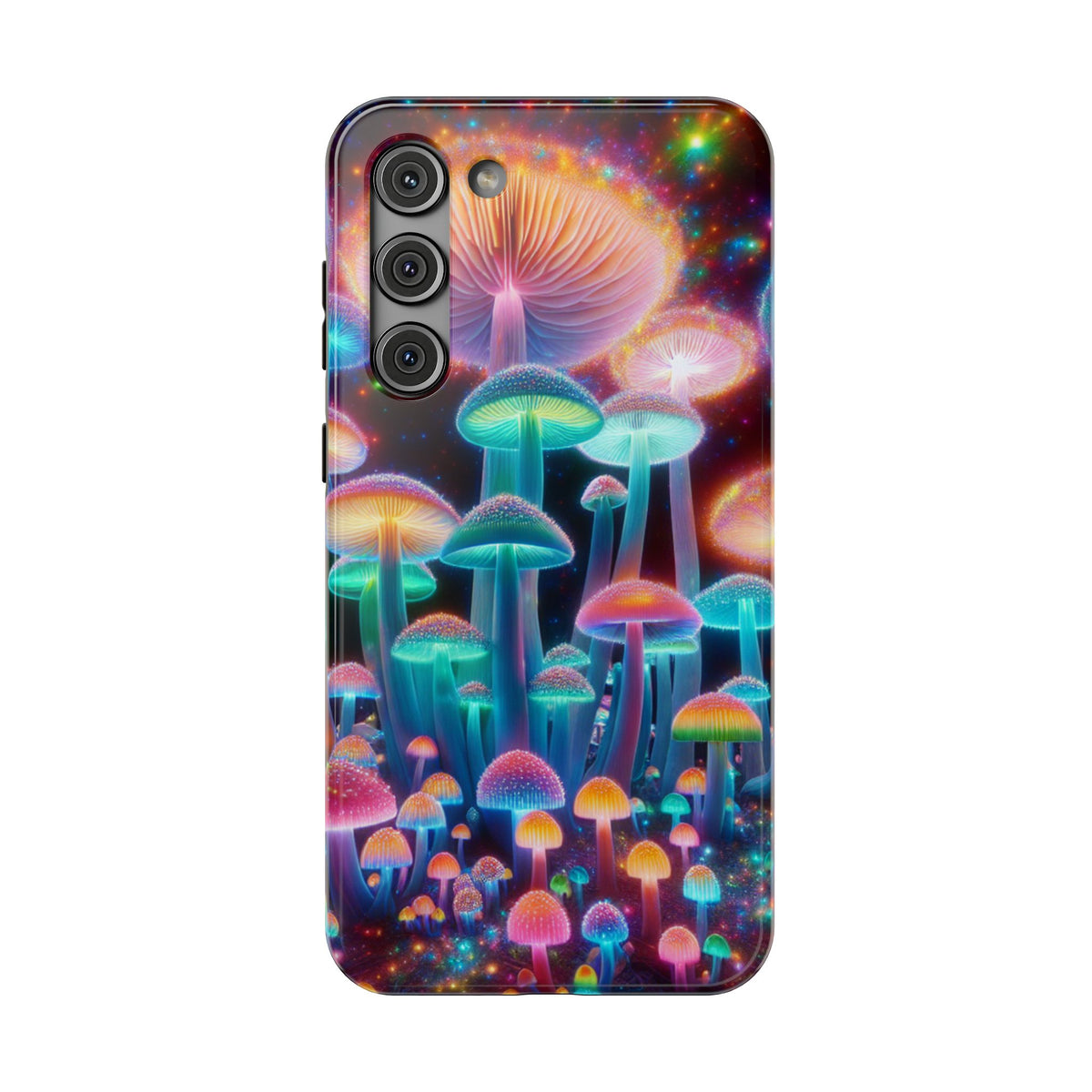 Psychedelic Neon Mushroom Phone Case — Protective Cosmic Art iPhone Cover