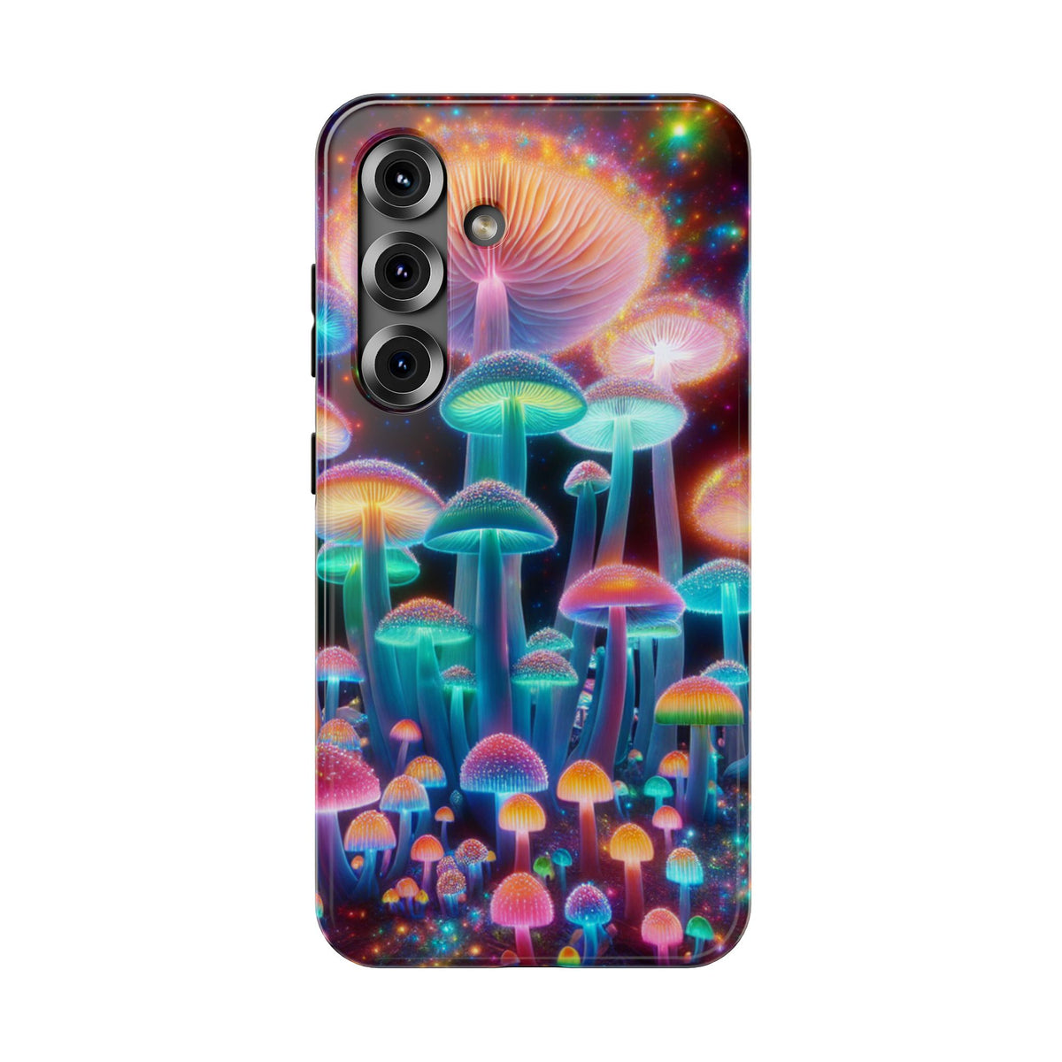 Psychedelic Neon Mushroom Phone Case — Protective Cosmic Art iPhone Cover