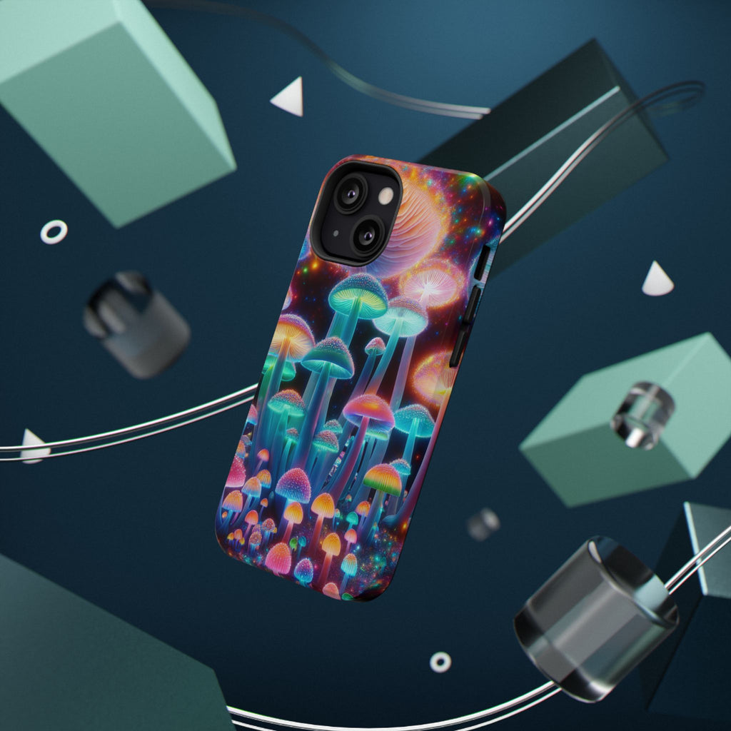 Psychedelic Neon Mushroom Phone Case — Protective Cosmic Art iPhone Cover