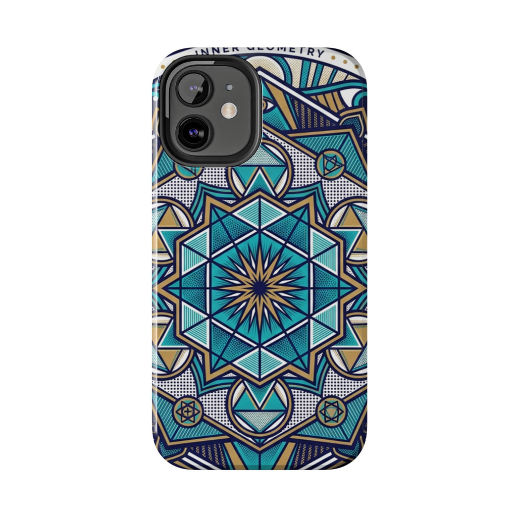 Tough Phone Case — Blue Geometric Mandala Protective Phone Cover