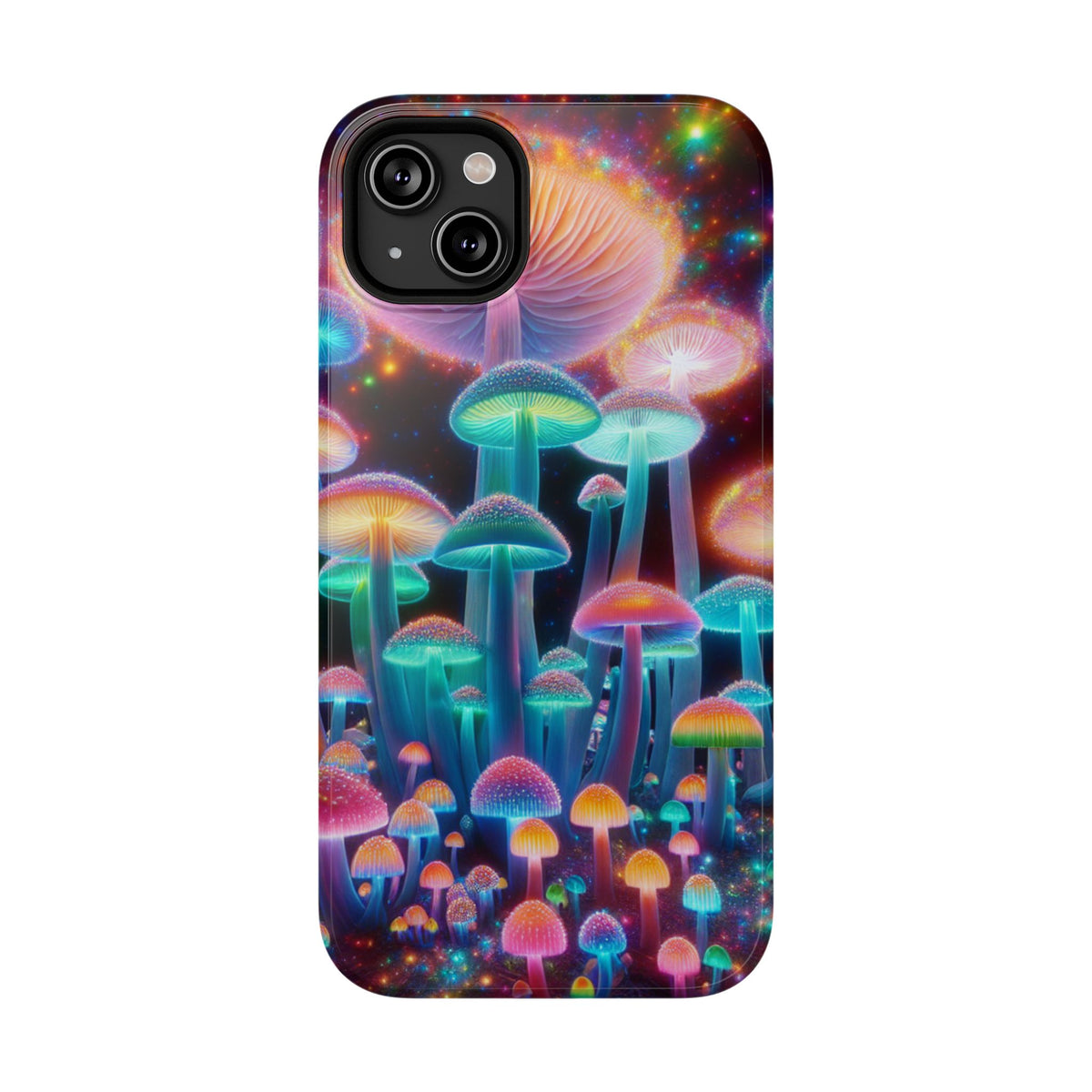 Psychedelic Neon Mushroom Phone Case — Protective Cosmic Art iPhone Cover