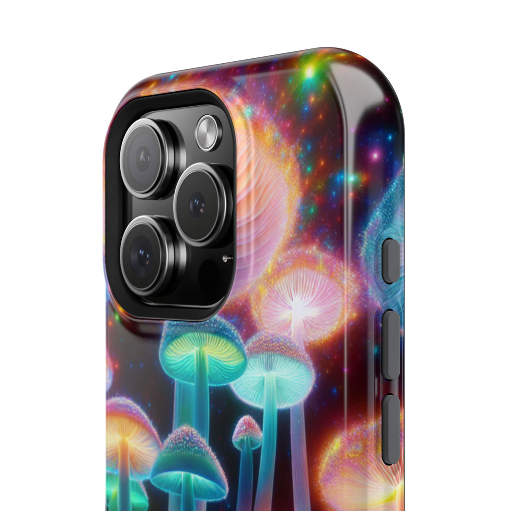 Psychedelic Neon Mushroom Phone Case — Protective Cosmic Art iPhone Cover