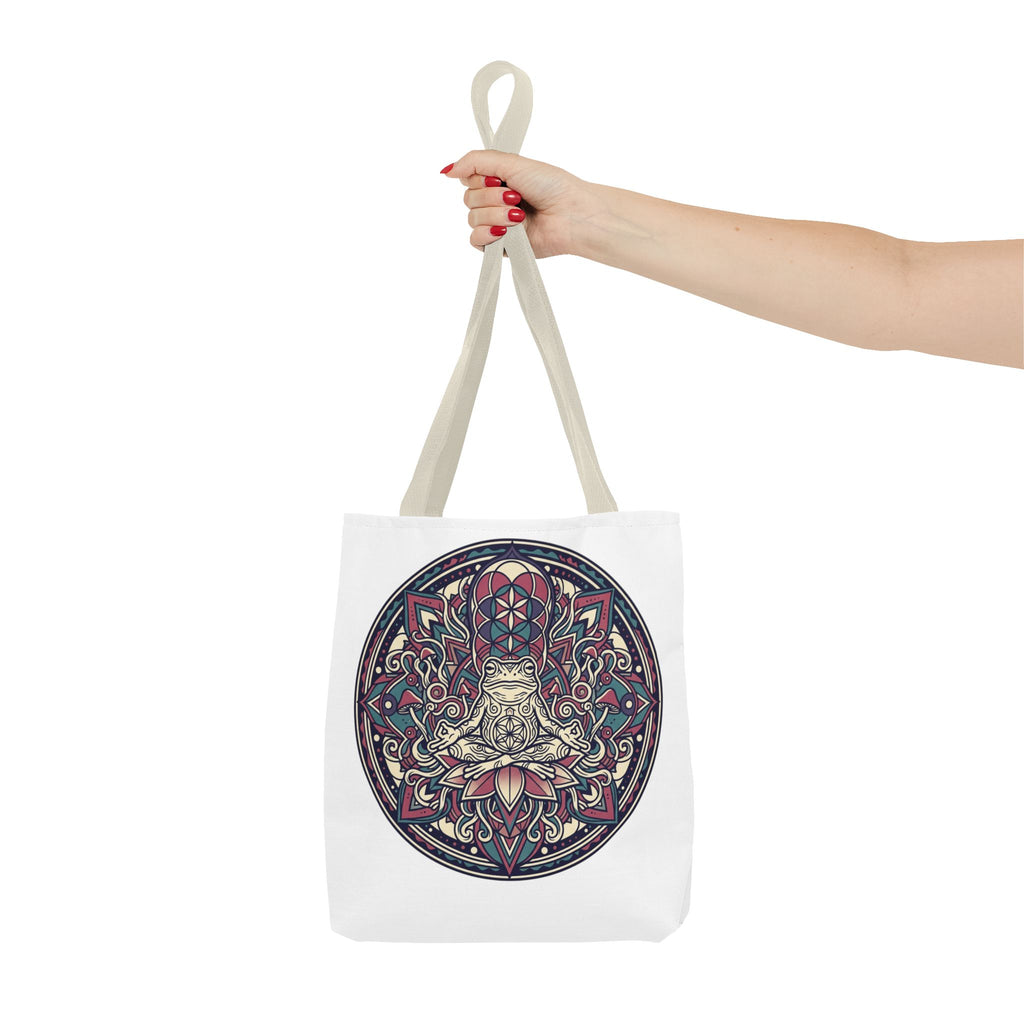 Meditating Cat Mandala Tote Bag — Boho Yoga, Spiritual Gift