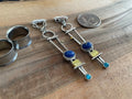 Mixed Metal & Lapis Magnetic Clasp Gauged Earrings