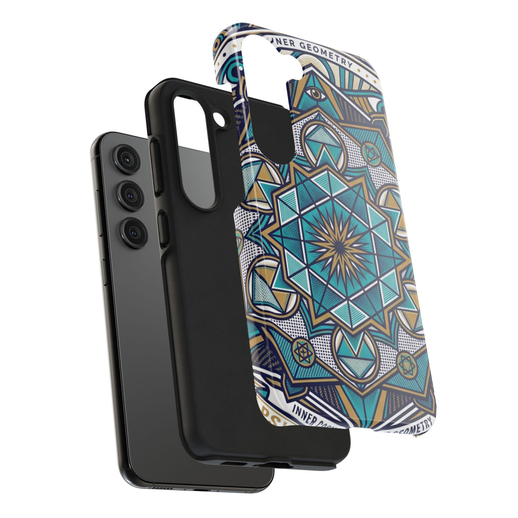 Tough Phone Case — Blue Geometric Mandala Protective Phone Cover