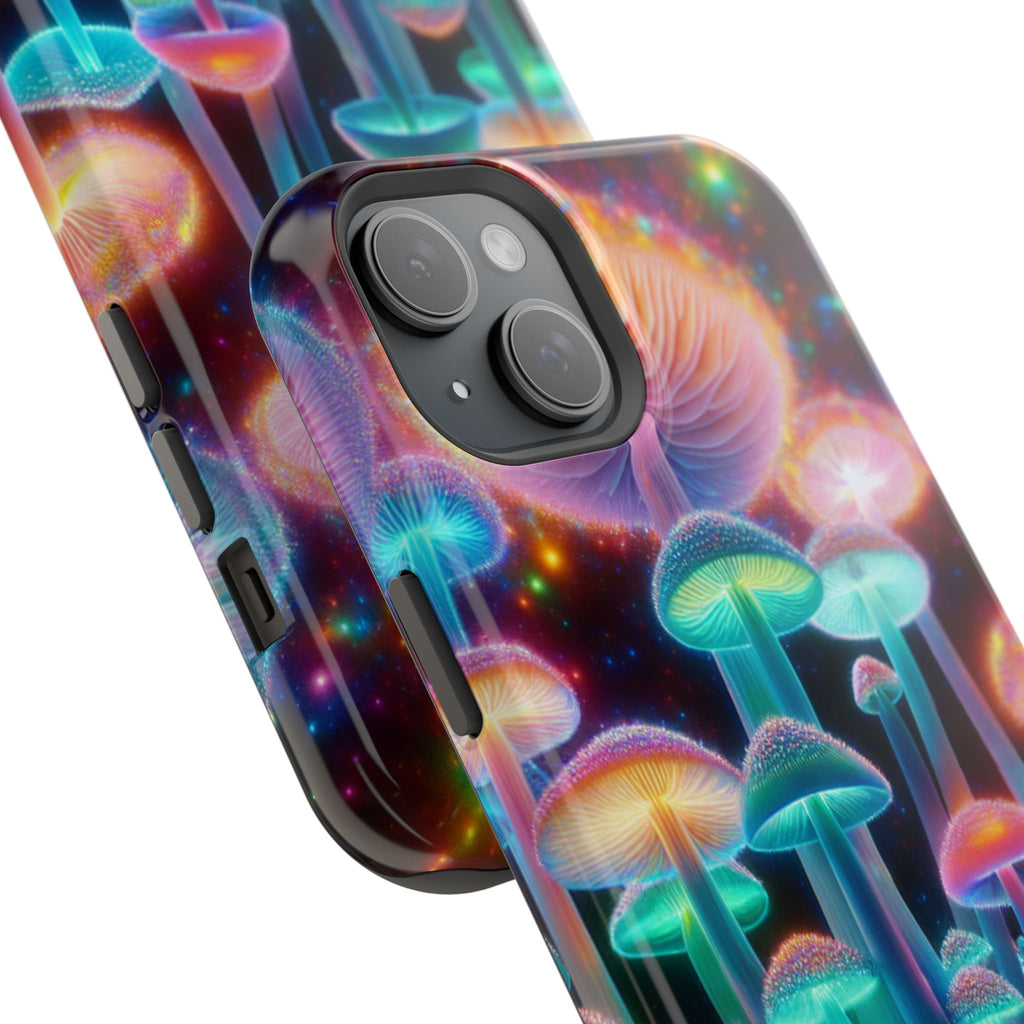 Psychedelic Neon Mushroom Phone Case — Protective Cosmic Art iPhone Cover