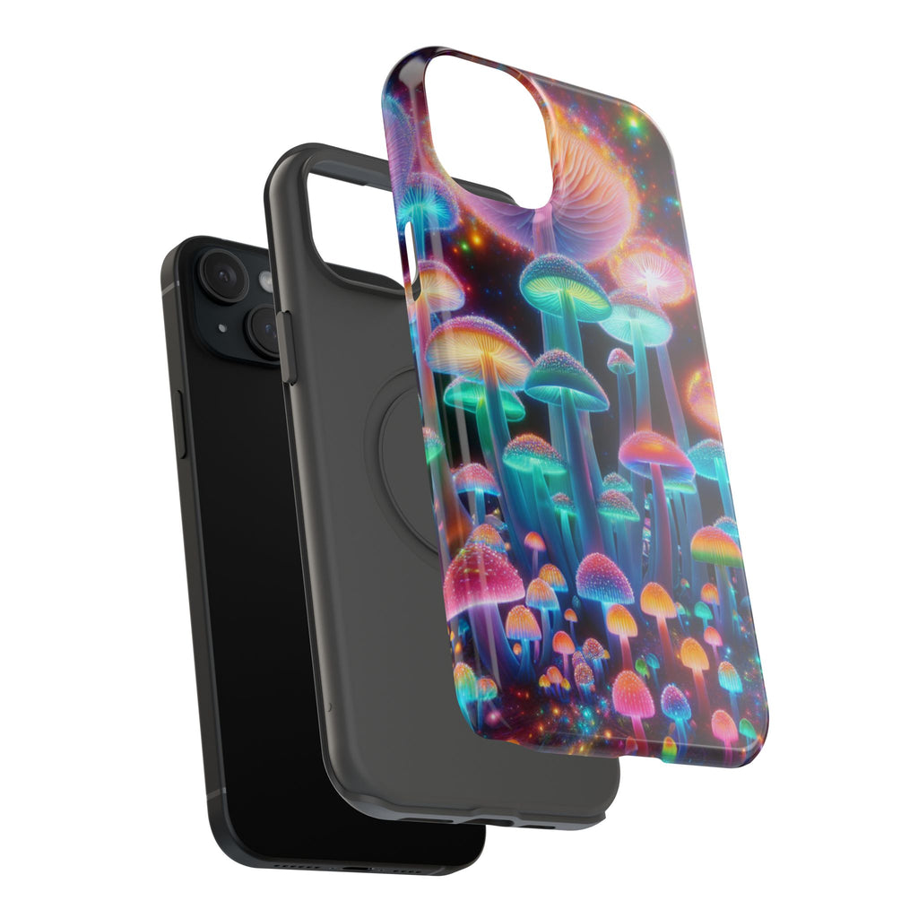 Psychedelic Neon Mushroom Phone Case — Protective Cosmic Art iPhone Cover