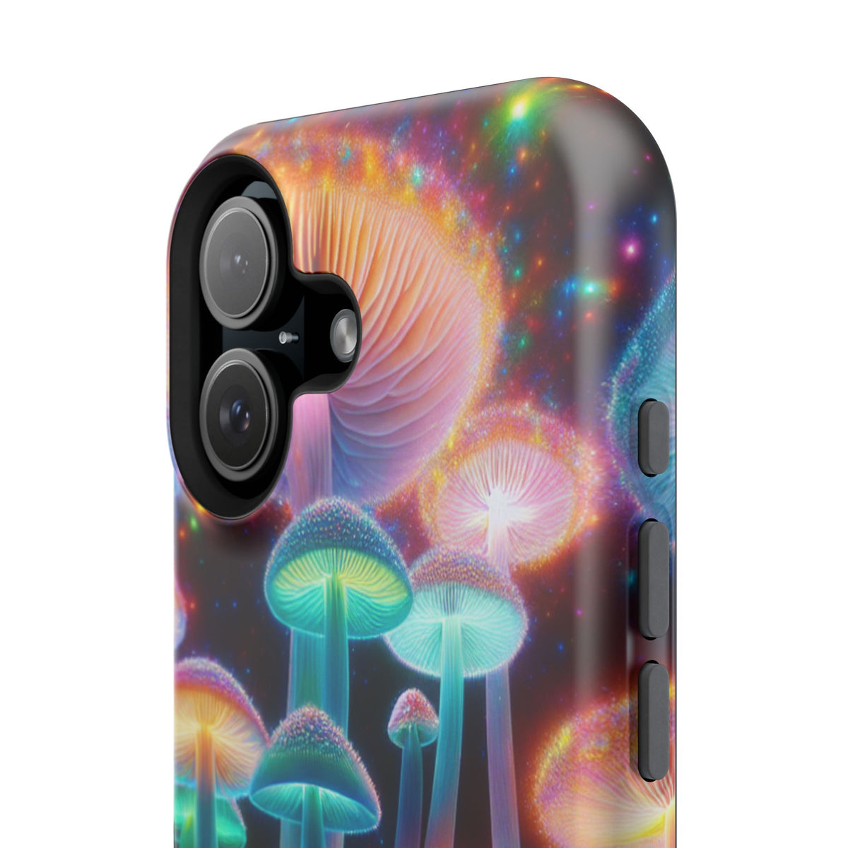 Psychedelic Neon Mushroom Phone Case — Protective Cosmic Art iPhone Cover