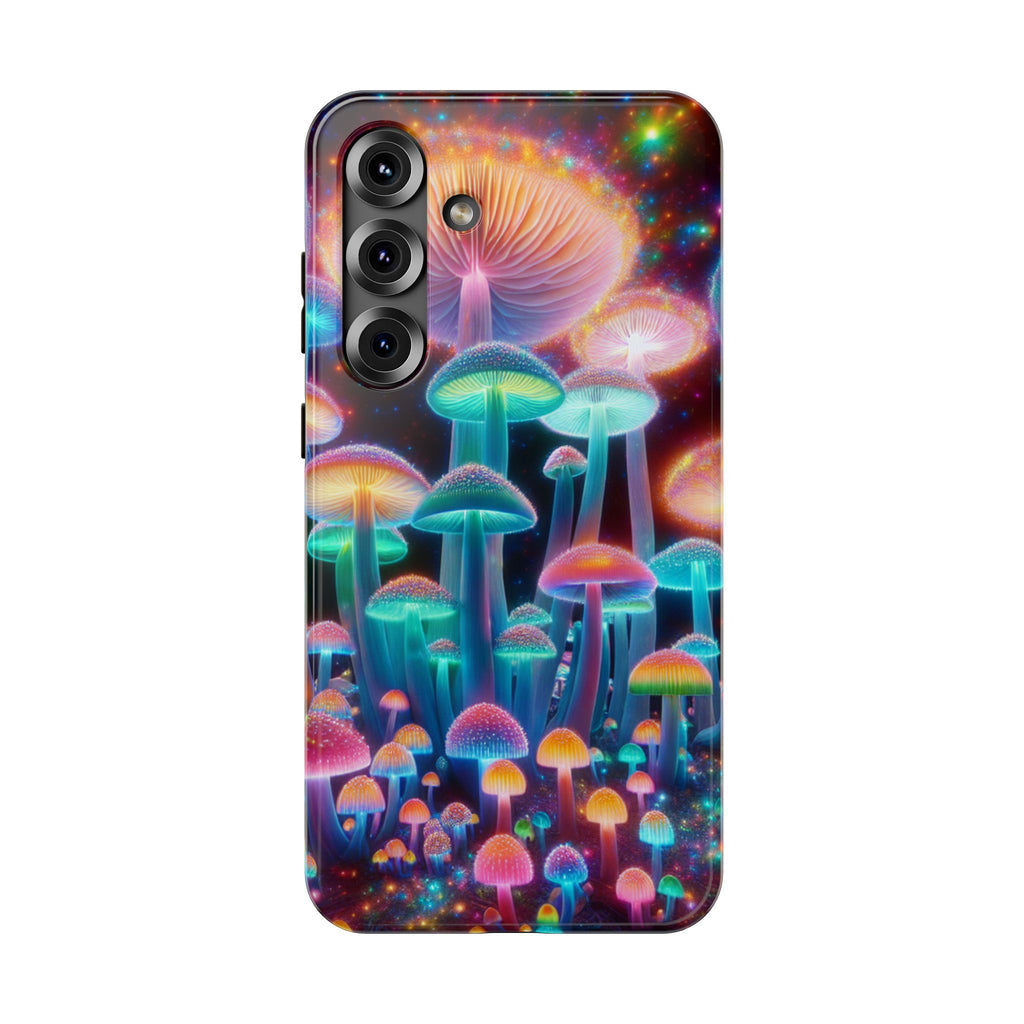 Psychedelic Neon Mushroom Phone Case — Protective Cosmic Art iPhone Cover