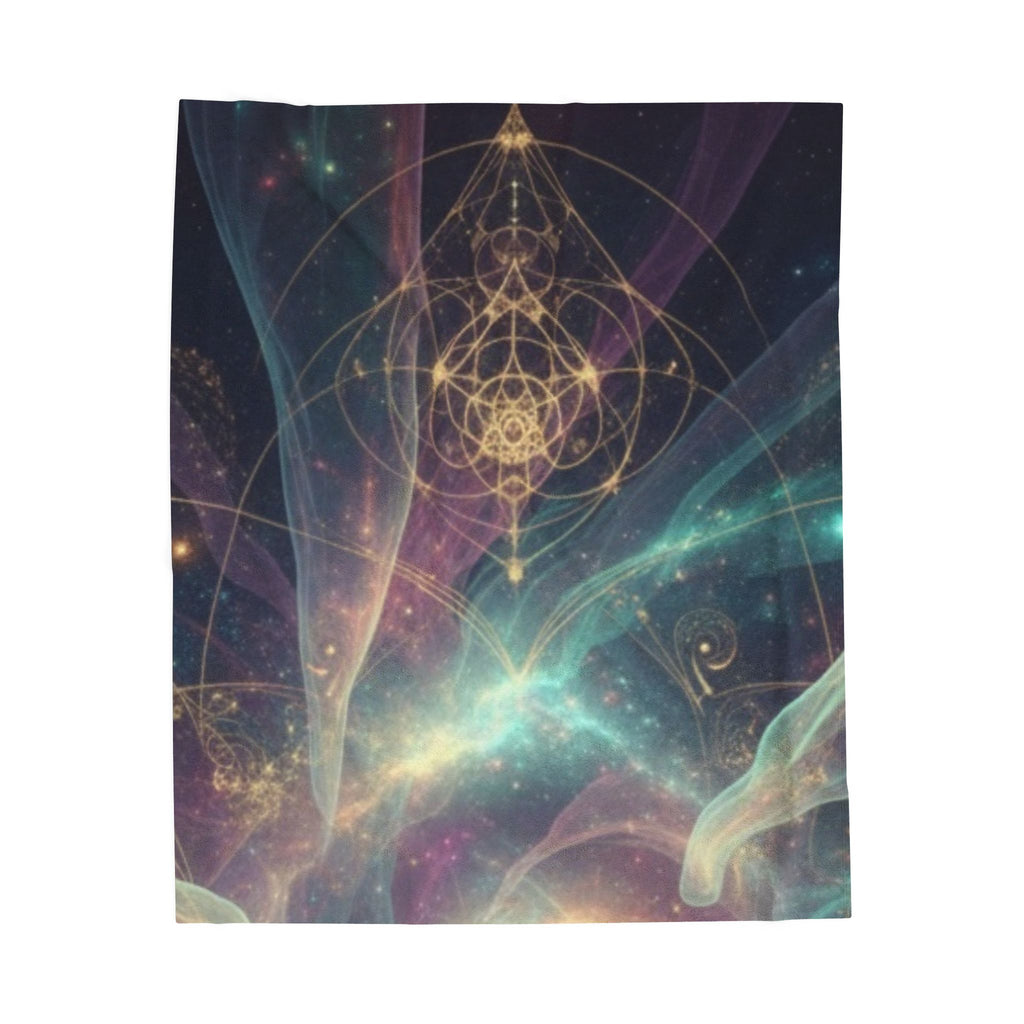 Mystic Galaxy Velveteen Plush Blanket — Cosmic Sacred Geometry Throw