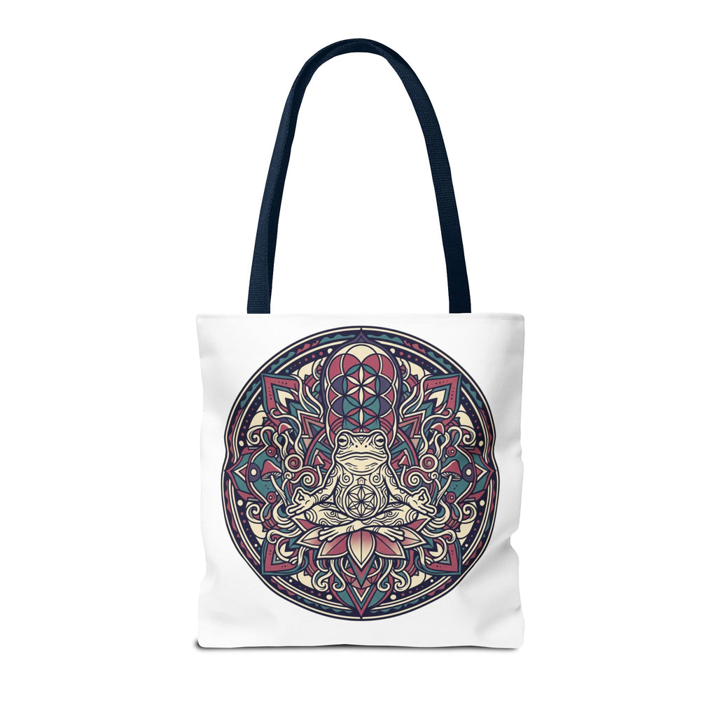 Meditating Cat Mandala Tote Bag — Boho Yoga, Spiritual Gift