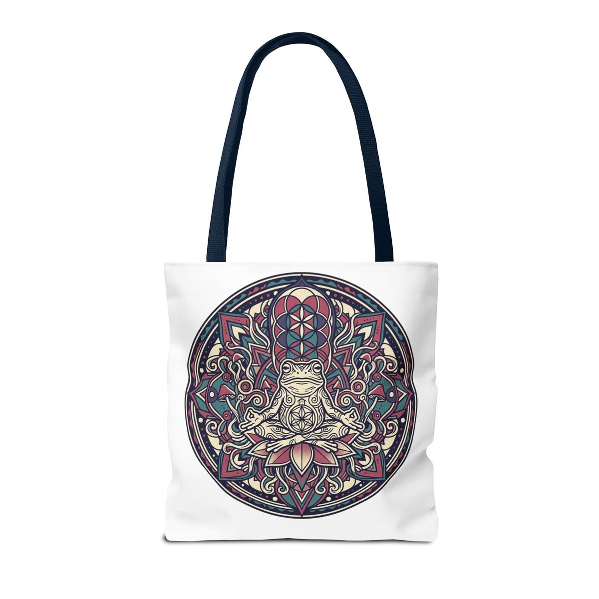 Meditating Cat Mandala Tote Bag — Boho Yoga, Spiritual Gift