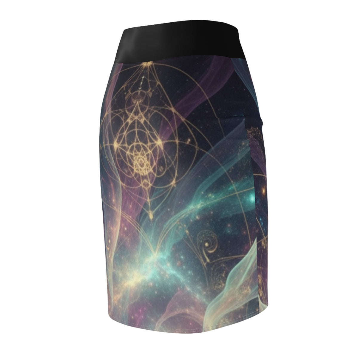 Mystic Galaxy Pencil Skirt – Sacred Geometry Space Print