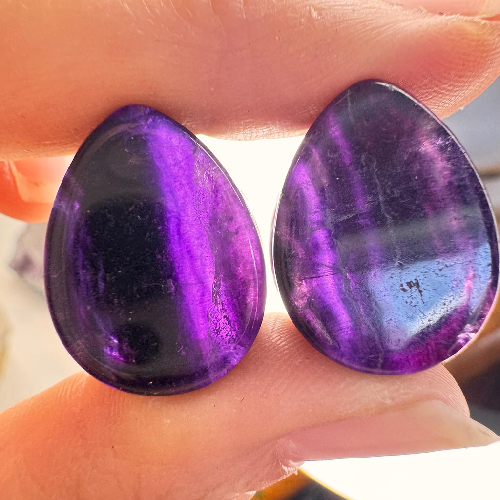 OOAK Purple Fluorite Teardrop Plugs – 3/4" (19mm)