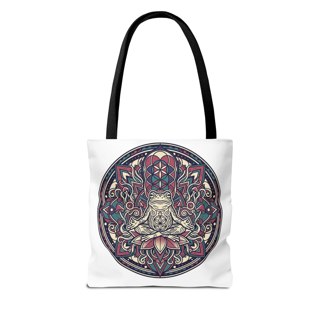 Meditating Cat Mandala Tote Bag — Boho Yoga, Spiritual Gift