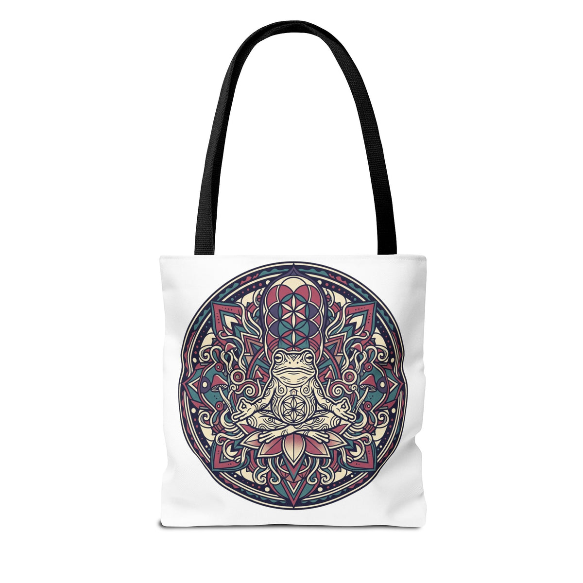 Meditating Cat Mandala Tote Bag — Boho Yoga, Spiritual Gift