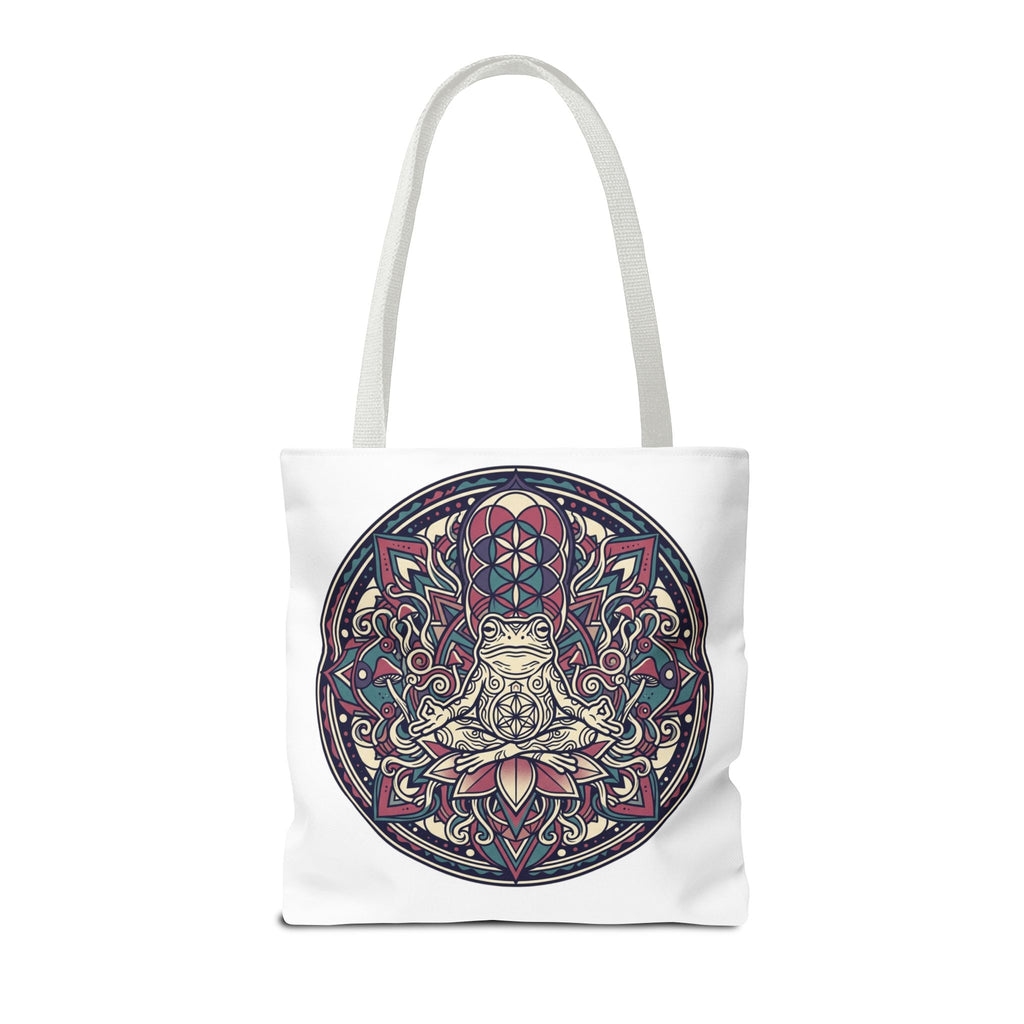Meditating Cat Mandala Tote Bag — Boho Yoga, Spiritual Gift