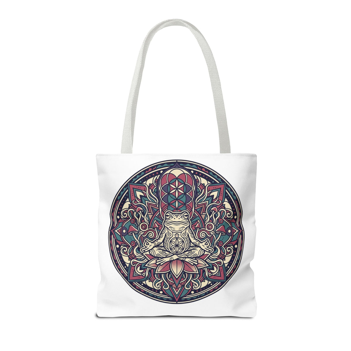 Meditating Cat Mandala Tote Bag — Boho Yoga, Spiritual Gift