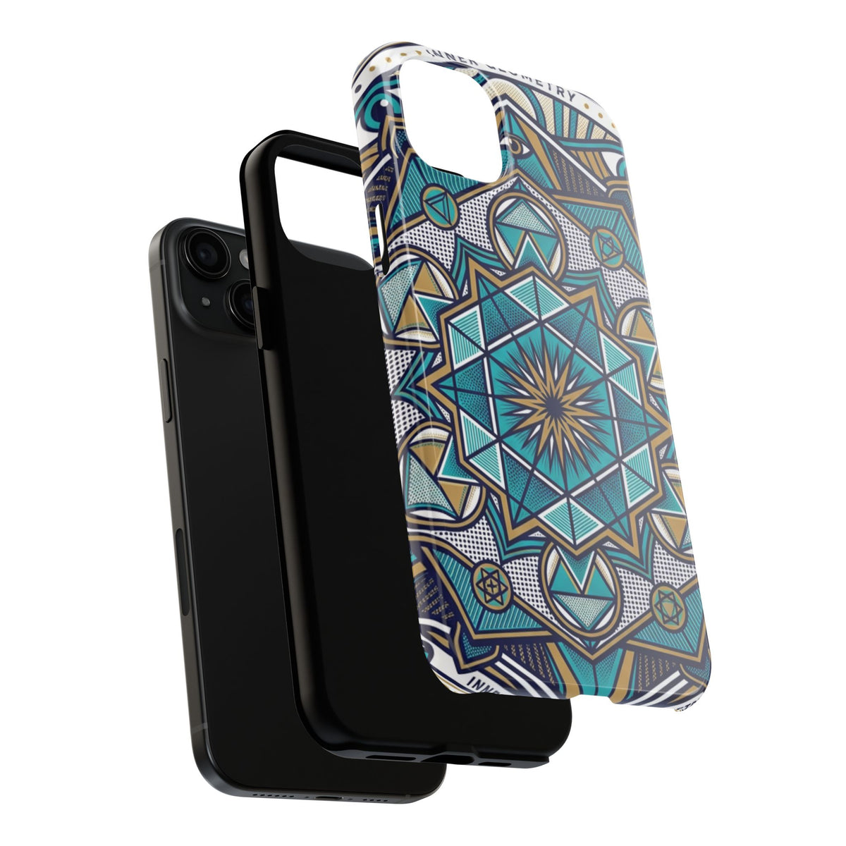Tough Phone Case — Blue Geometric Mandala Protective Phone Cover