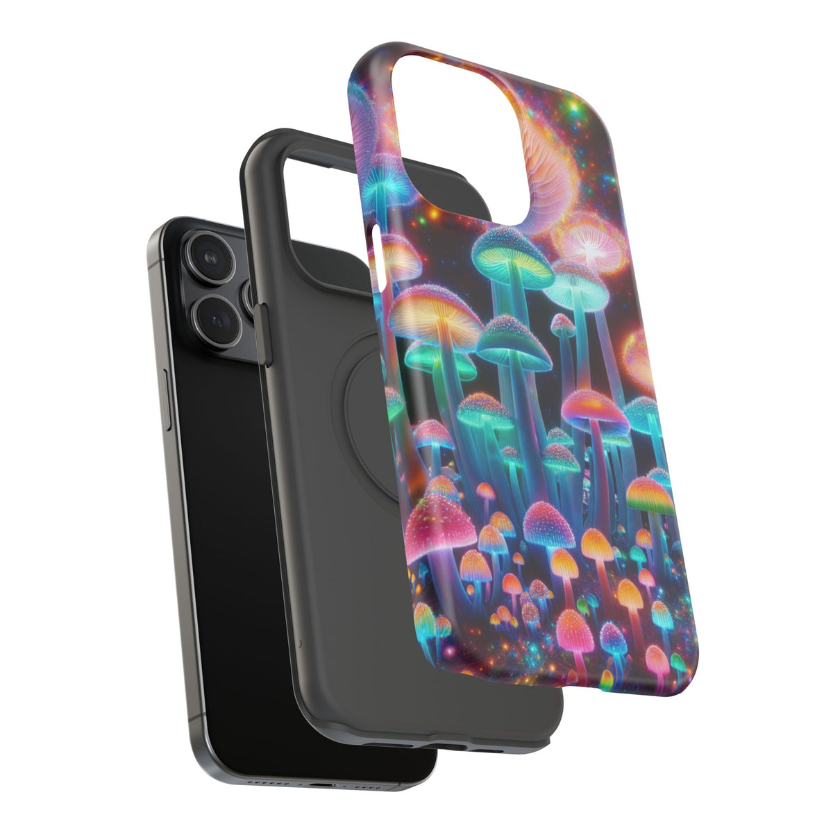 Psychedelic Neon Mushroom Phone Case — Protective Cosmic Art iPhone Cover